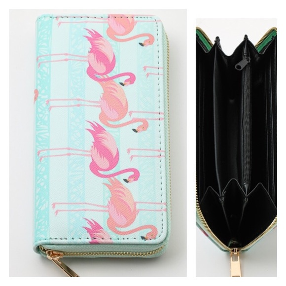 SwankStyles Handbags - Flamingo zip multi compartment wallet